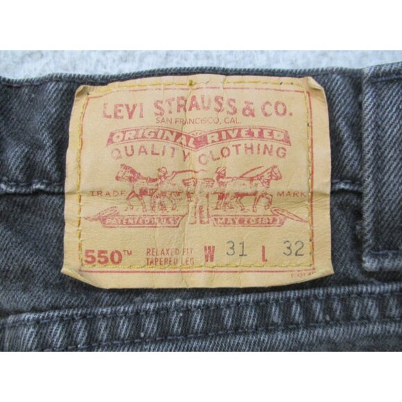 Levi's 550 Jeans Mens 31x32 Black Relaxed Fit Tapered Straight USA Distressed - Picture 10 of 12